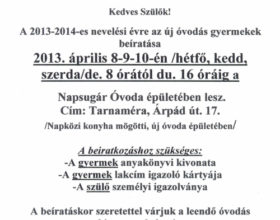 Óvoda beiratás