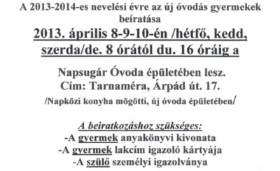 Óvoda beiratás