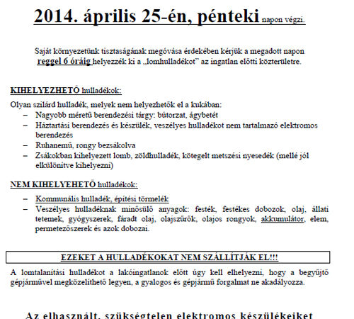 Lomtalanítás 2014.